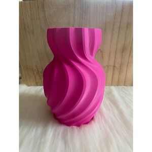 Pink 3D Printed Plastic Vase 6" New